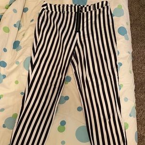COPY - Forever 21 size large black and white striped pants.